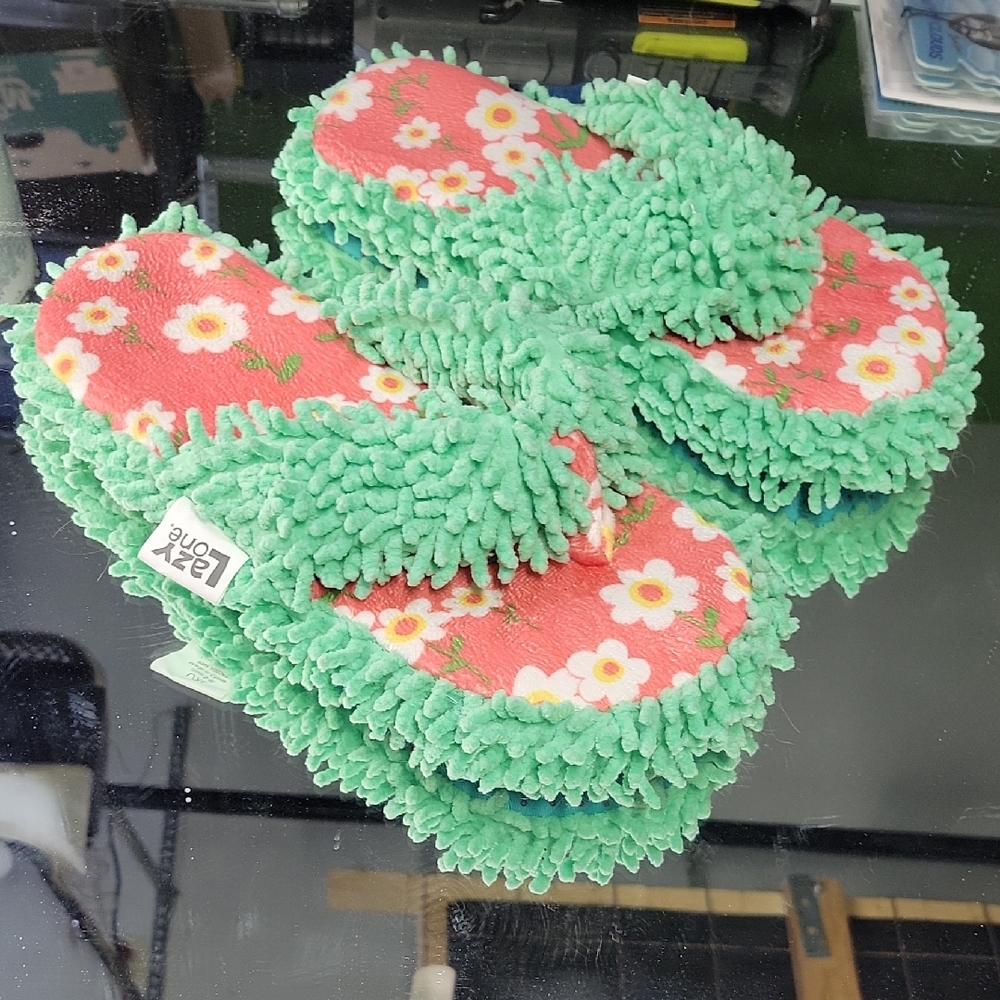 Floral Green and Pink Slippers
